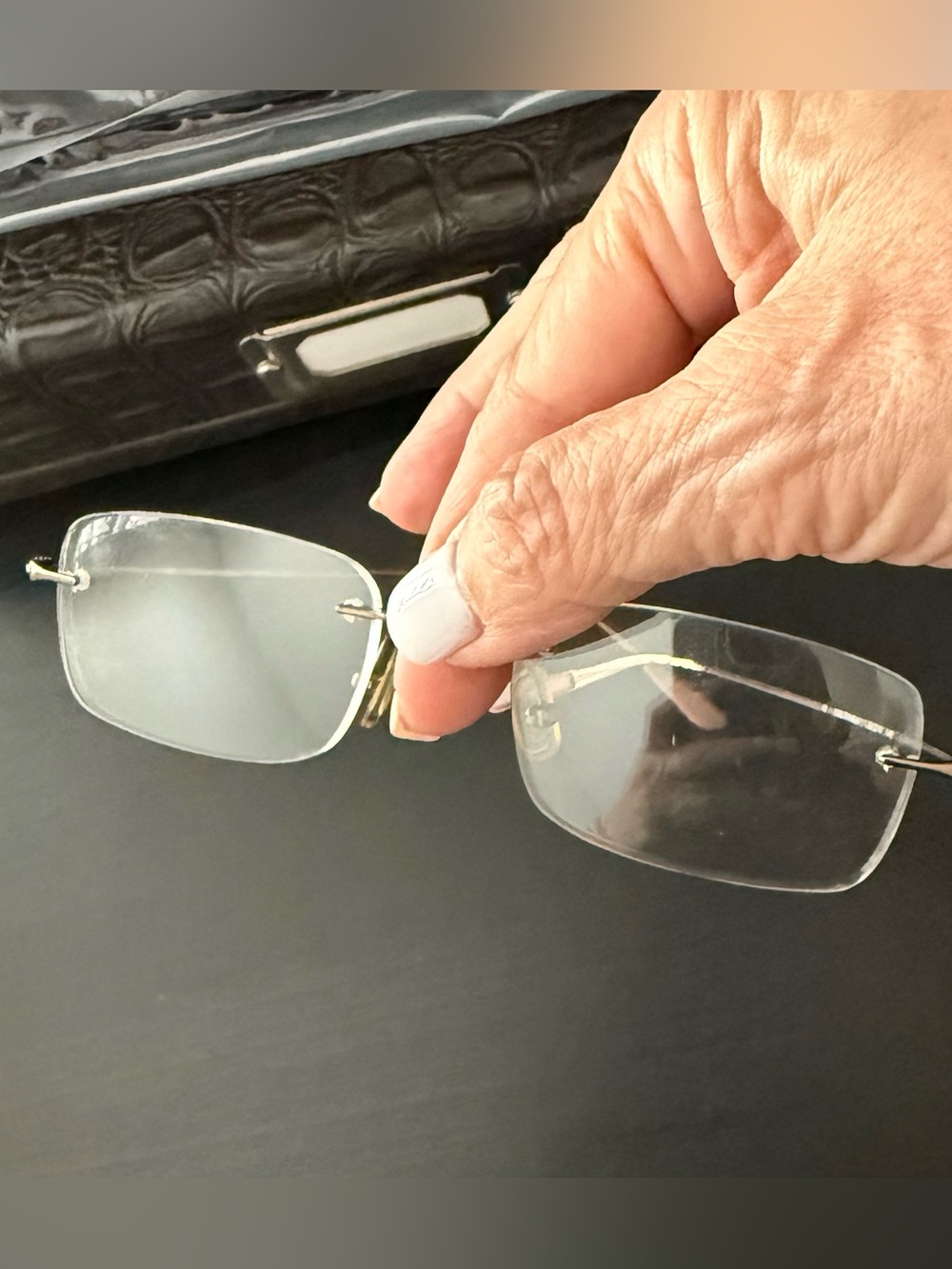 Calvin Klein Rimless Frame - Titanium and Clear - Picture 3 of 5